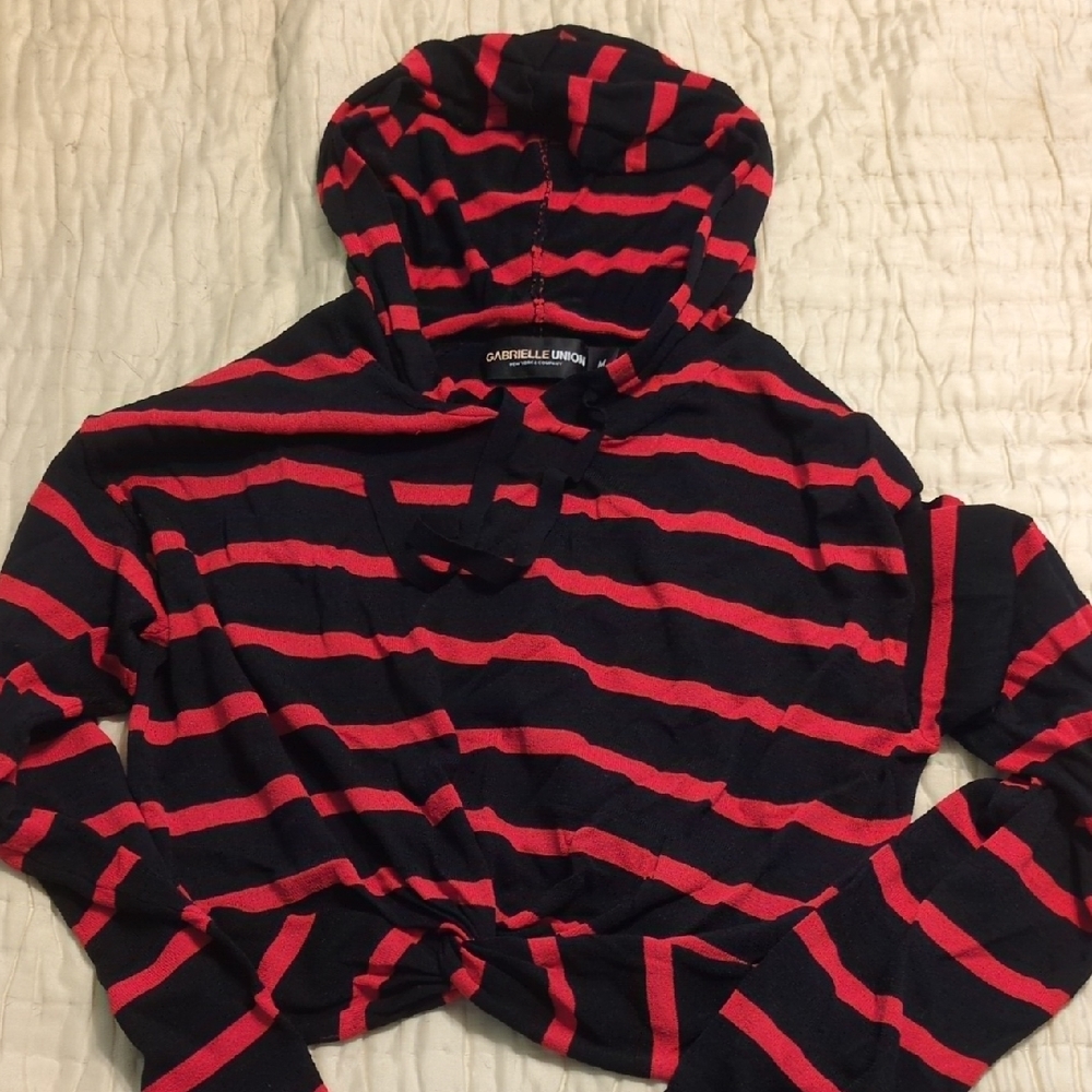 Gabrielle Union Black and Red Striped Hoodie